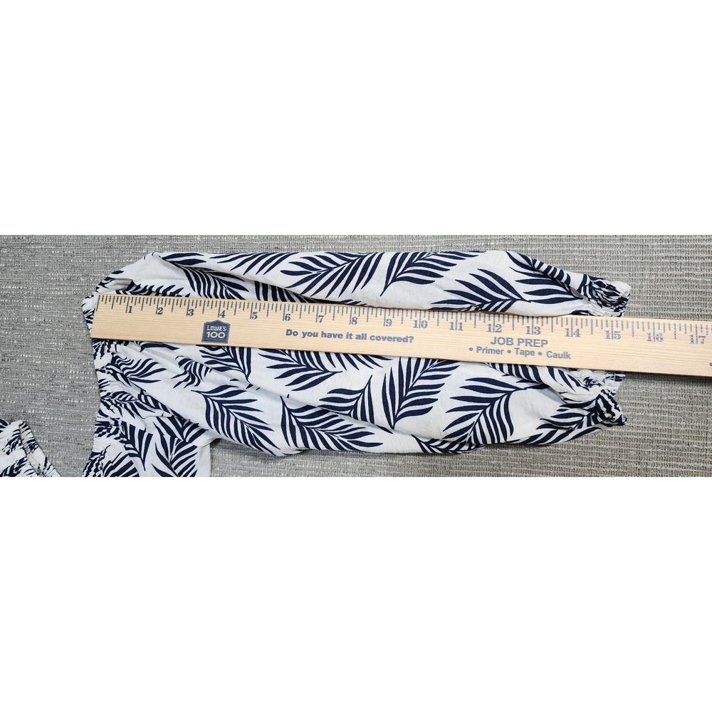 Lulus Womens XS Off The Shoulder Crop Top Navy Blue White Tropical - Picture 5 of 10